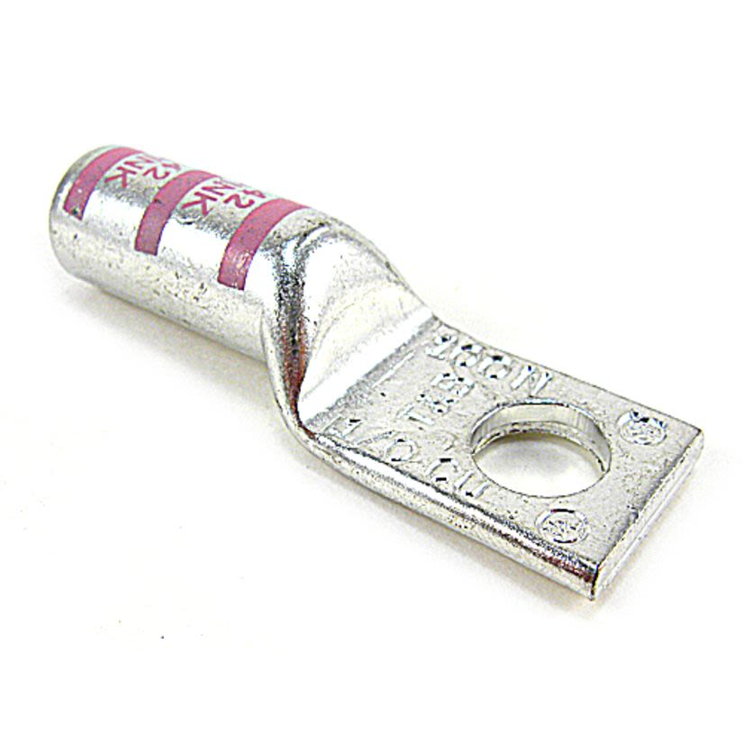 Color-Keyed 54909BE 54900 1-Hole Non-Insulated Compression Lug, 1/0 AWG Copper/Stranded Conductor, Die Code: 42, 3/8 in Stud, Copper